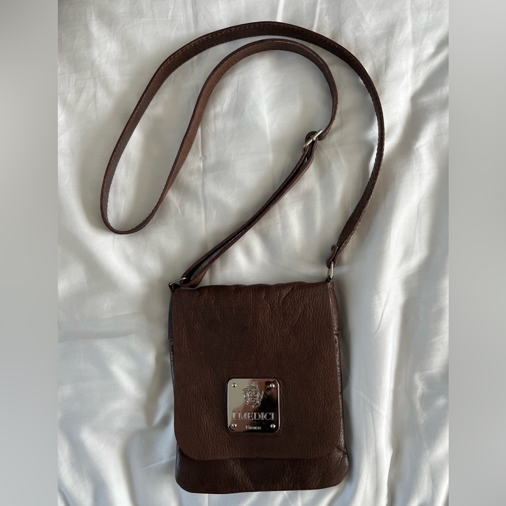 I Medici Firenze Italian Leather Cross Body Bag - Brown